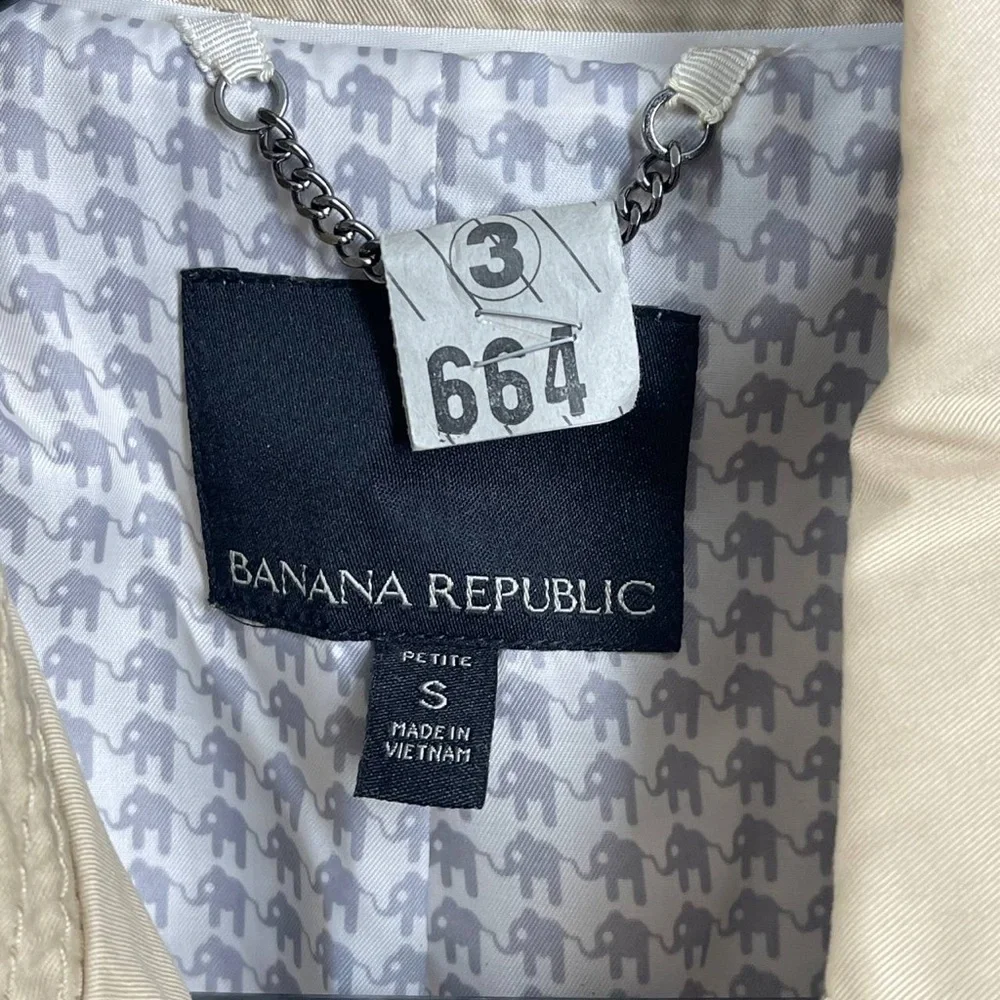 Trench Coat Classic Banana Republic Limonta Women's Sz SP Small Khaki 100 Cotton